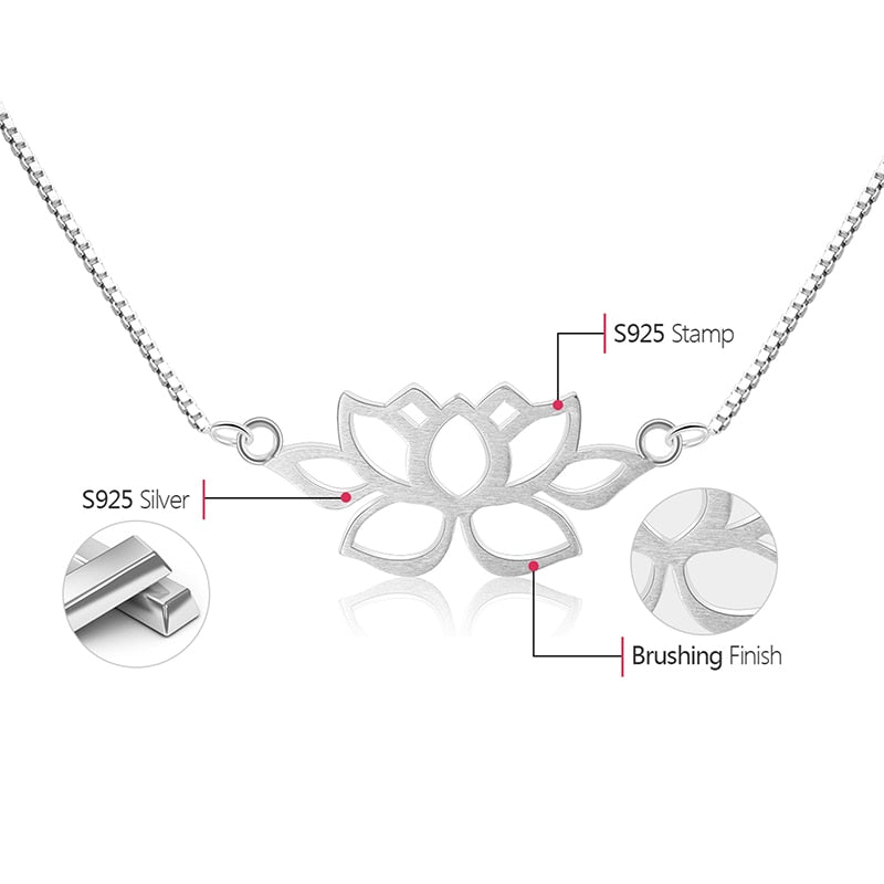 Lotus Fun Real 925 Sterling Silver Handmade Fine Jewelry Hollow Out Lotus Necklace with Pendant Acessorios for Women Collier
