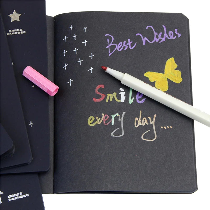 1 PCS A6 Sketchbook Diary for Drawing Painting Graffiti Soft Cover Black Paper Sketch Book Notebook Office School Supplies Gift