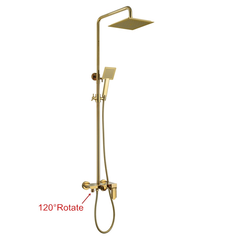 Smesiteli New Life Luxury Bathroom 10 Inch Abs Waterfall Rain Shower Head Brass Gold Black Chrome Exposed Shower Faucet Set