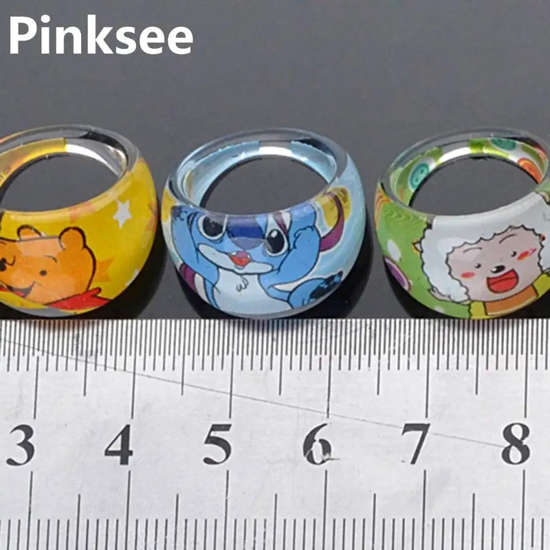 10Pcs Wholesale Mixed Lots Cute Cartoon Animal Ring Children Kids Resin Lucite Rings Jewelry 15MM Best Gifts For Christmas