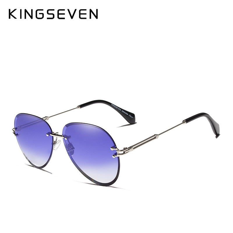 KINGSEVEN DESIGN Retro Women Rimless Pilot Sunglasses Rimless Colorful Gradient Lens UV400 Protection Shades Oculo N802