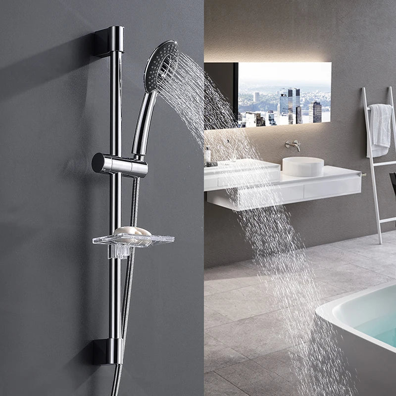 Shower Slide Bar Soap Dish Bathroom Extension Shower Adjustable Sliding Bar Set With Soap Dish Chrome