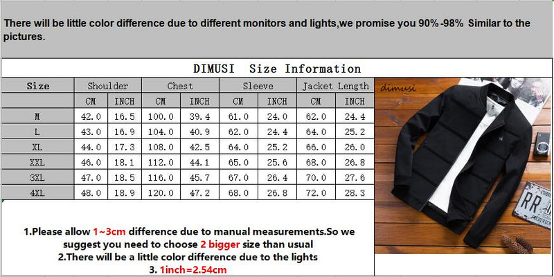 DIMUSI Mens Jackets Spring Autumn Casual Solid Color Coats Mens Sportswear Baseball Slim Jackets Male Bomber Jackets 4XL,YA845