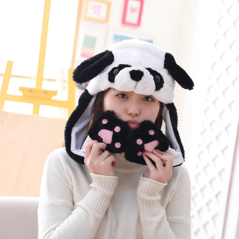 Animal Cartoon Unicorn Girls Unicorn Hat Winter Women Hats Plush Moving Rabbit Ears Hat Children&