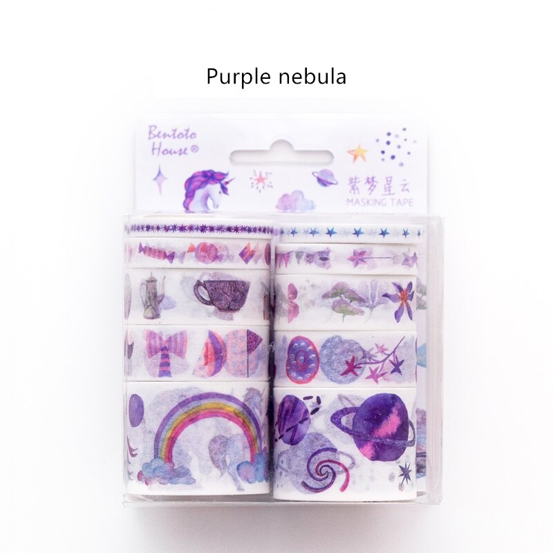 10pcs Candy town color paper washi tape set Blue sea Purple nebula Red decoration masking tapes stickers gift Stationery A6346