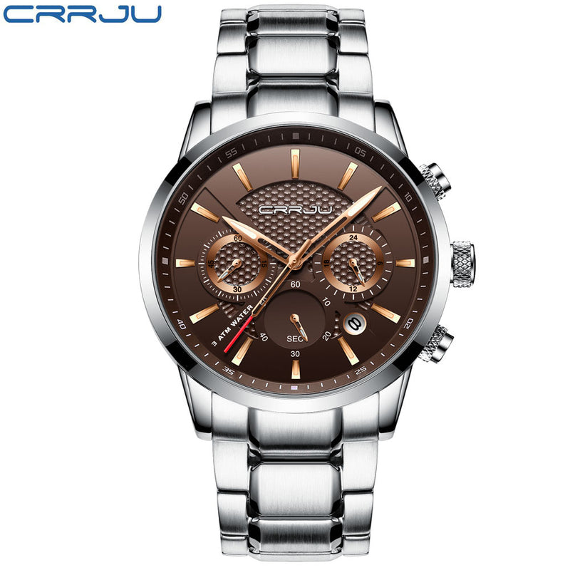 CRRJU Mens Watches Military Brand Luxury Sports watch for men Casual Waterproof Mens Watch Quartz Stainless Steel Man Wristwatch