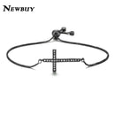 NEWBUY Classic AAA+ Cubic Zirconia Cross Charm Bracelets For Women Adjustable Copper Chain Bracelet & Bangle Dropship Jewelry