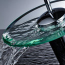 Free Shipping Glass Spout Waterfall Basin Faucet Single Lever Bathroom Vanity Sink Mixers with Hot and Cold Water Deck Mounted