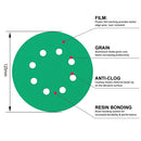 TASP 25pcs 125mm Sandpaper 5" Film Sanding Disc Professional Anti Clog Sand Paper Hook & Loop Abrasive Tools with Grits 60~400