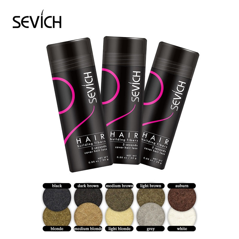 25g Refill SEVICH Keratin Hair Building Fiber Style Hair Loss Concealer Fiber Hair Powder Wax Dye Wigs Extension 10Colors