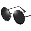 2019 Luxury Round Women Sunglasses Crystal Rivet Designer Ladies Fashion Sun Glasses Classic Brand Designer Shades
