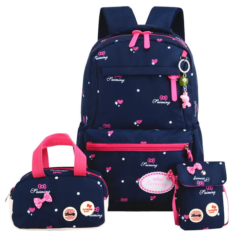 3pcs/set Printing School Bags Backpacks Schoolbag Fashion Kids Lovely Backpack For Children Girls School bag Student Mochila sac