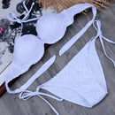 Melphieer 2024 White Mesh Bikini Sexy Monokini Swimwear Women's Underwired Bra Push Up Swimsuit Beach Bathing Suit Swimming Suit