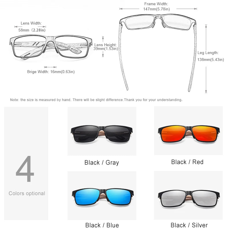 KINGSEVEN Wood Aluminum Sunglasses High Quality Full-frame Men's UV400 Polarized Glasses Mirror Lens Sports Eye Protect Eyewear
