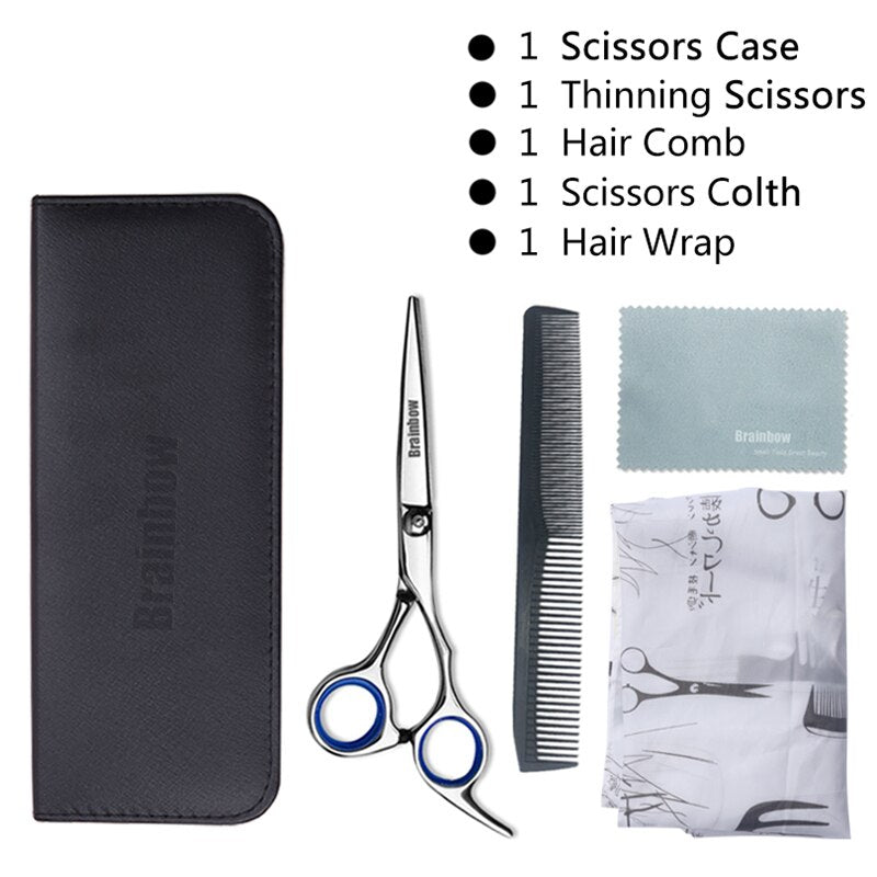 Brainbow 6&#39;&#39;Hair Scissors Stainless Steel Hair Salon Trimmer for Home&amp;Family Cutting Thinning Haircut Hair Styling Tools