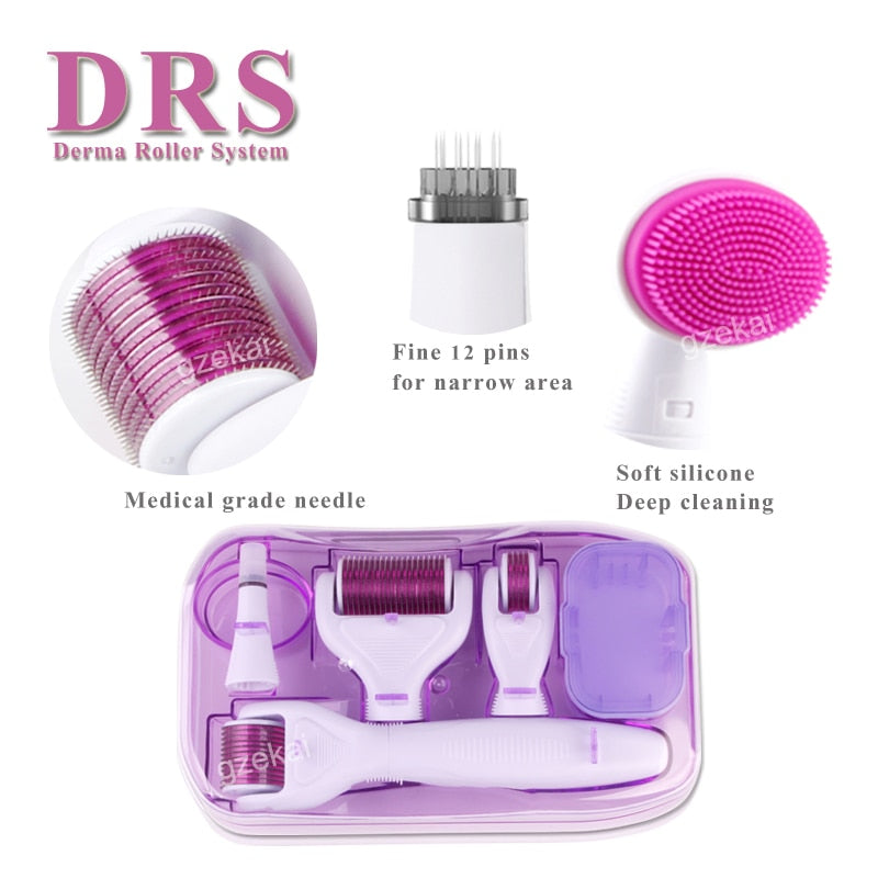 Derma Roller Micro Needle Roller Kit 6 In 1 Microneedling Roller for Eye Face Body Skin Beauty Dermaroller Rejuvenation