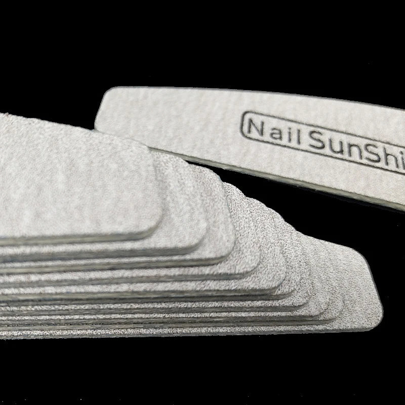 50 X Nail Sunshine Nail File Strong Thick Wood Manicure Vijl 100/180 Sandpaper Nails File Buffs Buffing Grey Boat Nail Care Tool