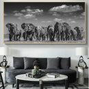 Modern Animals Posters and Prints Wall Art Canvas Painting African Elephant Herd Pictures for Living Room Cuadros Decor No Frame