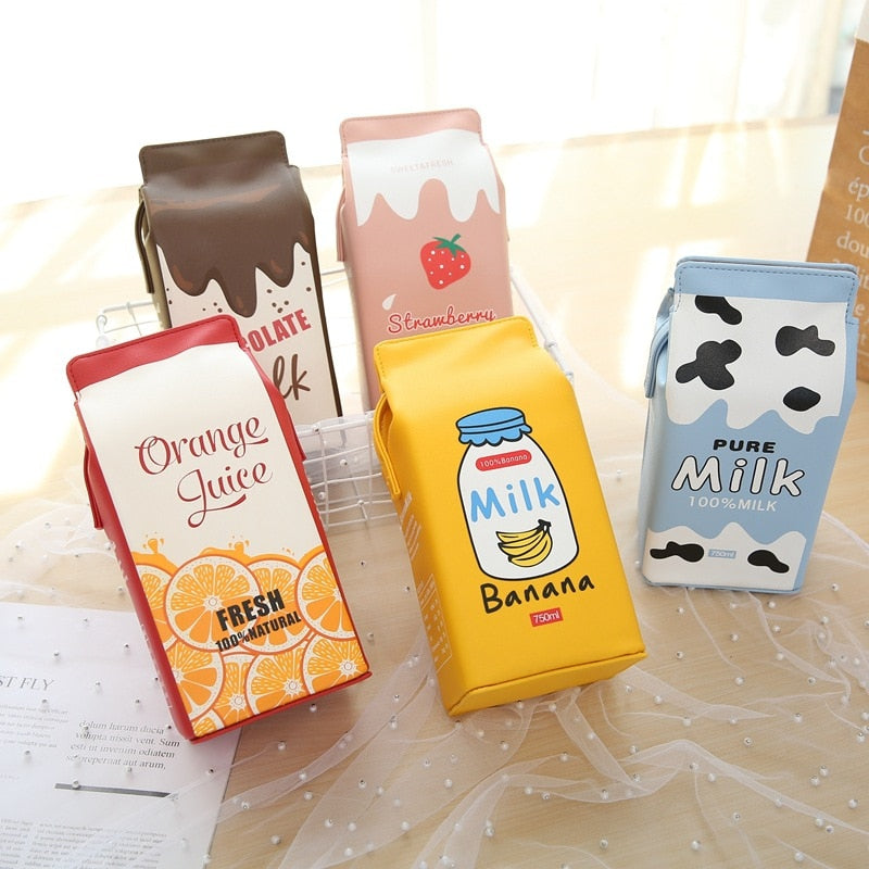 Fun  Milk Orange Juice Box Design Young Girl&