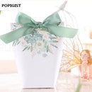Green Floral Printing Candy box Gift hand Bags With Packaging For Jewelry Christmas Regalo Pouches