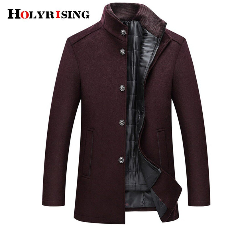 Holyrising Wool Coat Men Thick Overcoats Topcoat Mens Single Breasted Coats And Jackets With Adjustable Vest 4 Colours M-3XL