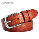 Men's Cowskin Belt Crocodile Pattern Luxury Designer Belts Men High Quality 100% Genuine Leather Ancient Silver Metal Buckle