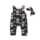 Citgeett Halloween Newborn Skull Floral Baby Boys Girls Romper Sleeveless Jumpsuit Headband Outfits Summer Holiday Clothes
