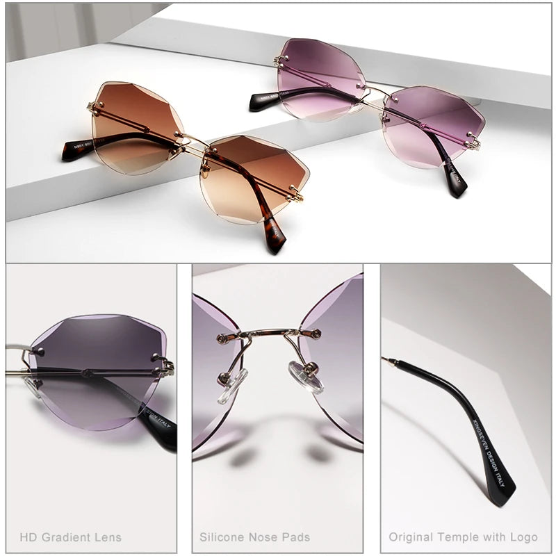 KINGSEVEN DESIGN Fashion Lady Sun glasses 2021 Rimless Women Sunglasses Vintage Alloy Frame Classic Brand Designer Shades Oculo