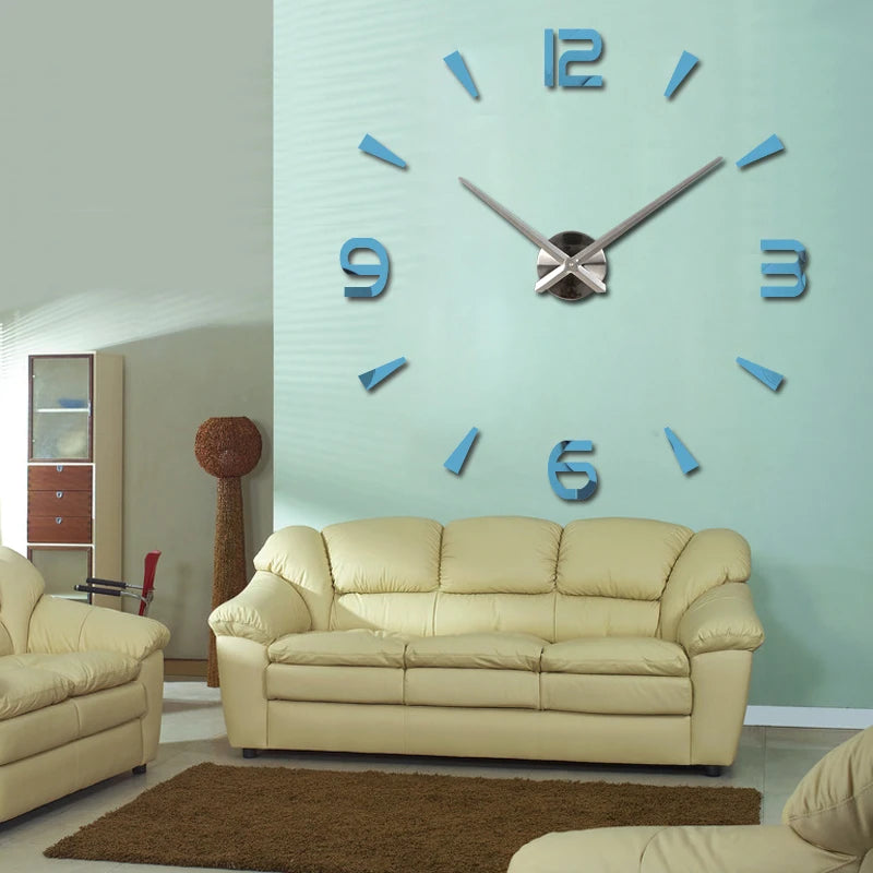 Brief Fashion Wall Clock For Living Room Design Acrylic Mirror Clocks Europe Diy 3d Stickers Large Decorative Quartz Watch