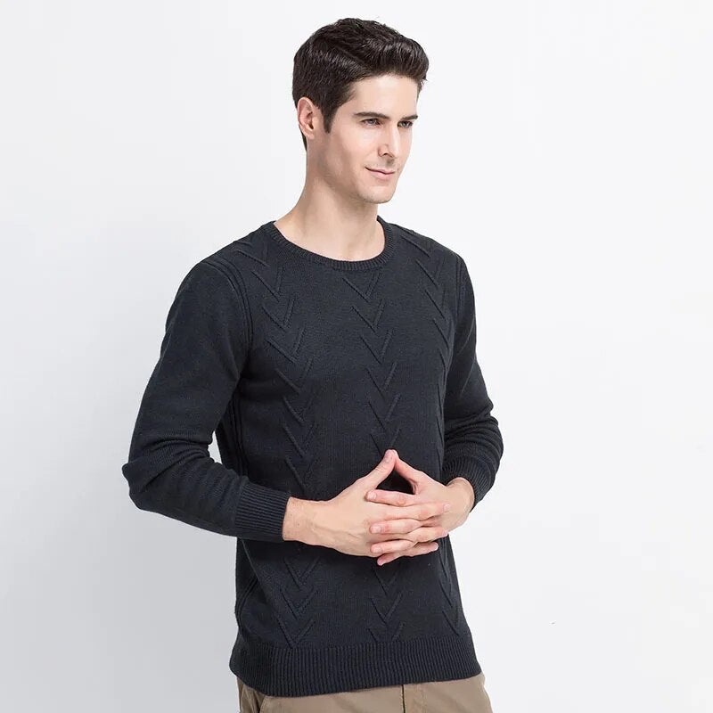 TIGER CASTLE Mens Wool Sweaters Casual Knitted Round Neck Male Spring Casual Pullovers Cotton Brand Cashmere Pull Sweater Men