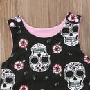 Citgeett Halloween Newborn Skull Floral Baby Boys Girls Romper Sleeveless Jumpsuit Headband Outfits Summer Holiday Clothes