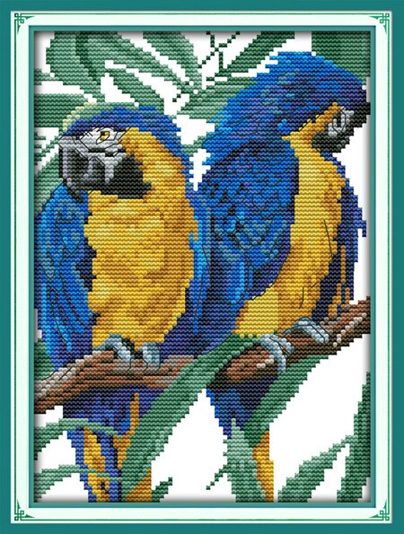 The Parrot and Flowers DMC Cross Stitch 14CT 11CT DIY Needlework Counted Chinese Cross-stitch Kits For Embroidery a Cross Crafts
