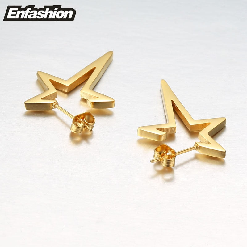 Enfashion Star Earrings Punk Stud Earring Rose Gold Color Earings Stainless Steel Earrings For Women Jewelry Wholesale