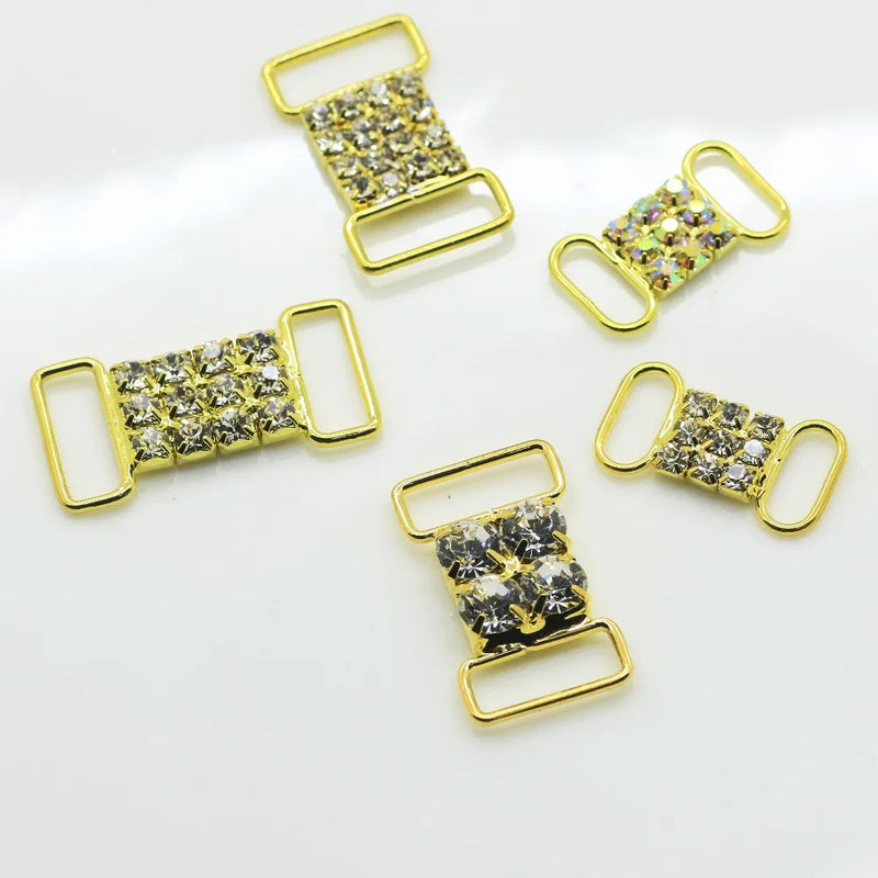 10pcs multiple styles bikini connectors Rhinestone buckle for Silver/Golden crystal Bikinis buckle Bag shoes clothing decoration