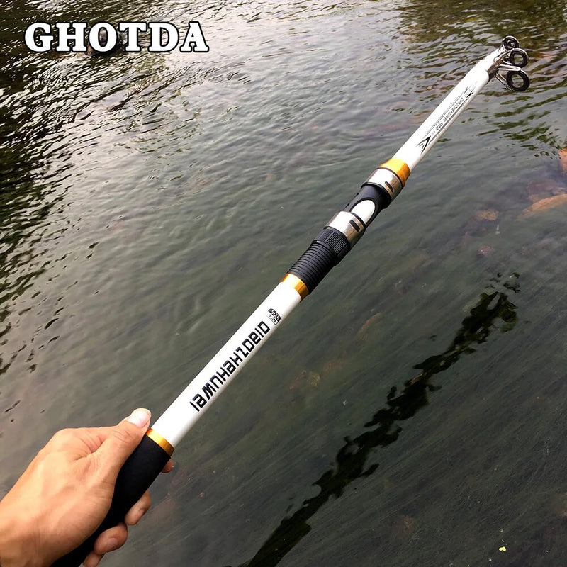 GHOTDA Telescopic Fishing Rod 80% FRP 20% Carbon Fiber Fishing Pole Sea Fishing