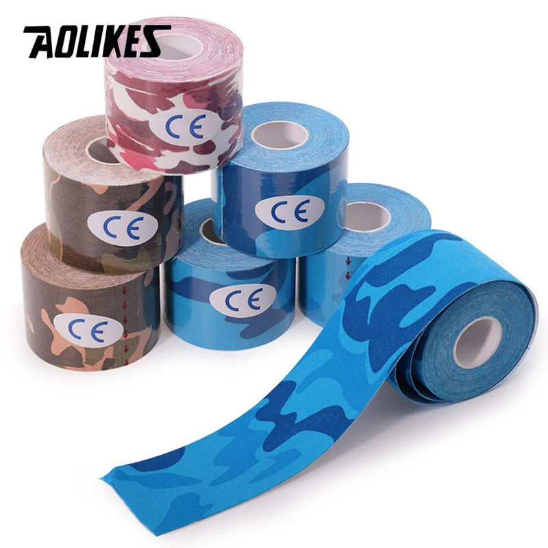 AOLIKES 2 Size Kinesiology Tape Breathable Waterproof Athletic Recovery Sports Tape Fitness Tennis Knee Muscle Pain Relief