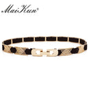 Luxury Metal Elastic Fabric Belts For A Dress High Fashion Geometrical Lines Female Belt Punk Ceinture Elegant Women&