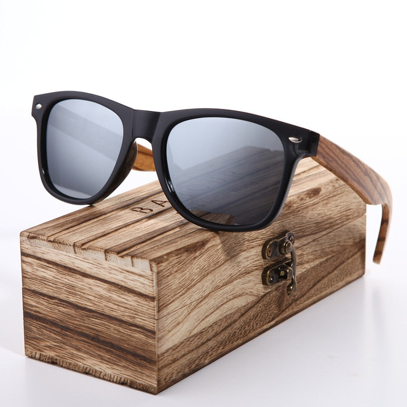 Sunglasses Polarized Zebra Wood Sunglasses Hand Made Vintage Wooden Frame Male Driving Sun Glasses Shades Gafas With Box