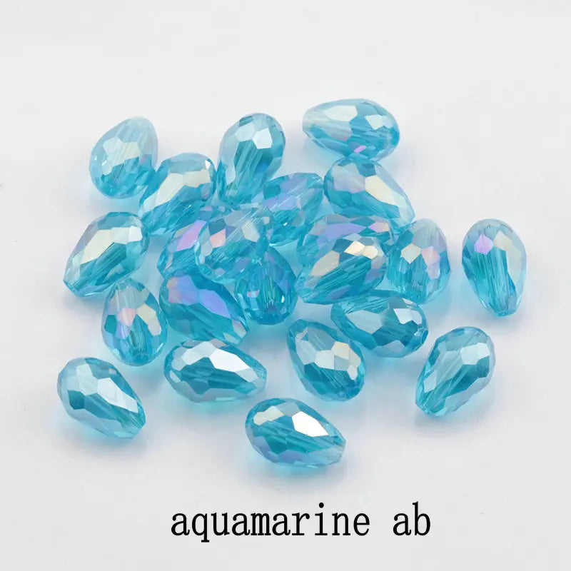 60/70PCS 8/10mm Crystal Tear Drop Shape Beads for Jewelry Making Waterdrop AB Glass Beads Loose Jewellery Beads DIY Bracelets