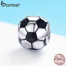 BAMOER Genuine 100% 925 Sterling Silver Sport Football Love Ball Charm Beads fit Women Bracelet &amp; Necklaces Jewelry SCC666
