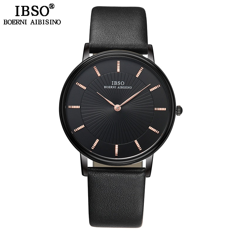 IBSO Top Brand Luxury Mens Quartz Watch Genuine Leather Strap Watch For Male Fashion Clock Relogio Masculino