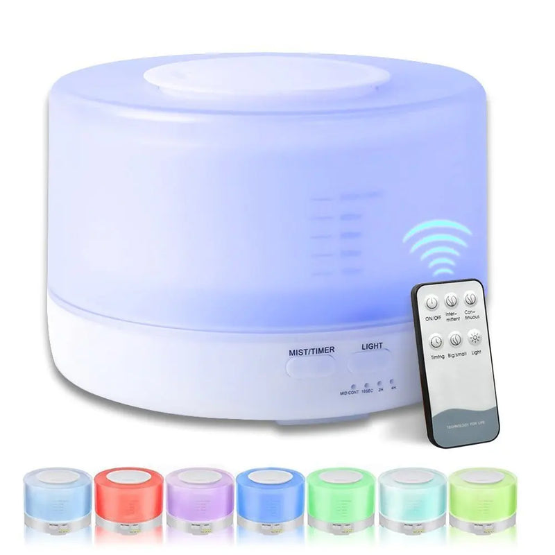 500ML Home Ultrasonic Air Humidifier Remote Control 7 Changing Colors LED Ultra-Quite Aroma Essential Oil Diffuser