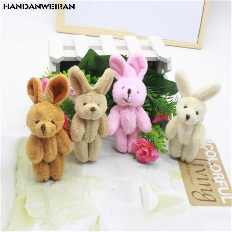 1PCS Mini 8CM Plush Joint Rabbit Toys 4 Color Choose Small Pendant DIY Soft Stuffed Bunny Toy Kids Activity Gifts New