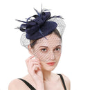 FS Summer Fascinator Veil Pillbox Hat Ladies Feather Headwear Elegant Women Wedding Bride Headband Church Hats Hair Clips 2023