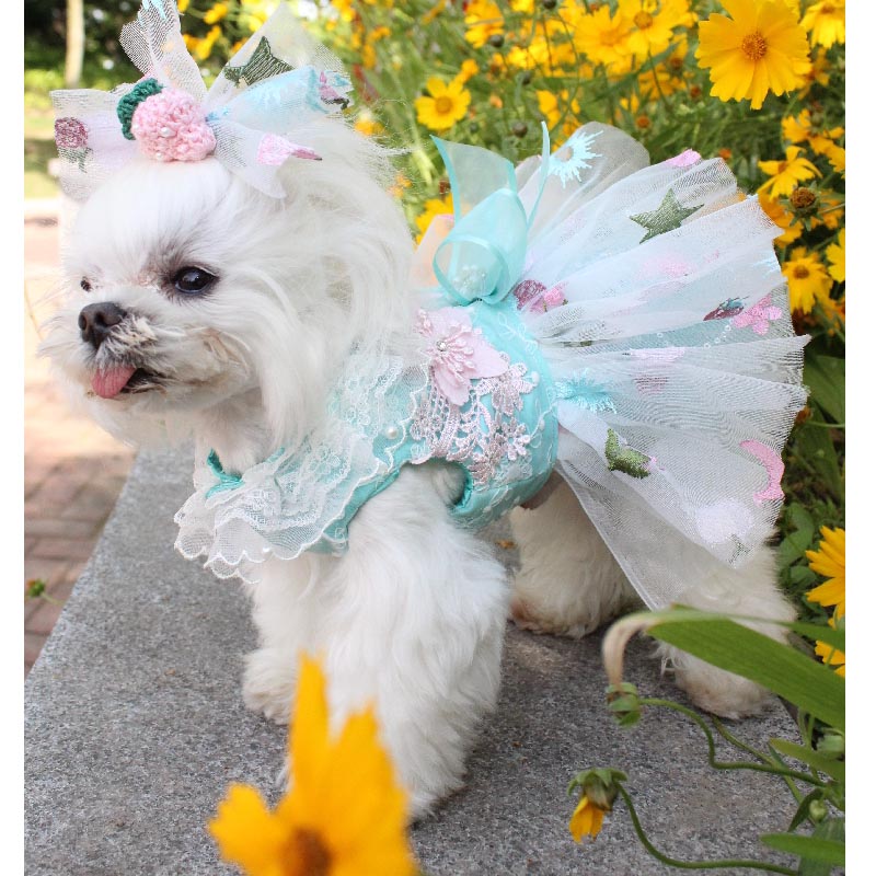 Dog Dress Luxury Dogs Weeding Dress Embroidery Lace Tutu Weeding Skirt Summer Dress Chiwawa Dress For Wedding Party Clothes H8-2