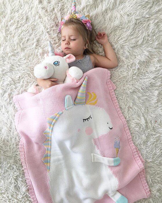 60cm*120cm Cartoon Flamingo Deer Unicorn Animal Cute Baby Throw Blanket Sofa Bed Travel Plaids Wool Thread Blanket Children Gift