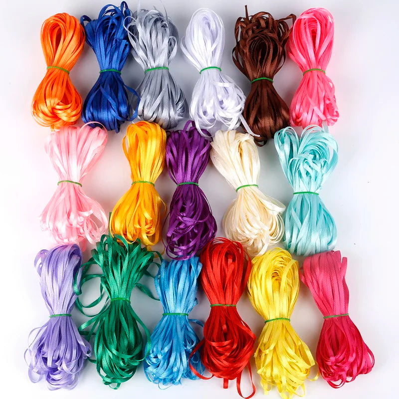 25 Yards 3 mm Width Handmade DIY Material Silk Satin Ribbon For Arts Crafts Sewing Christmas Wedding Party Decoration Gift Wrap