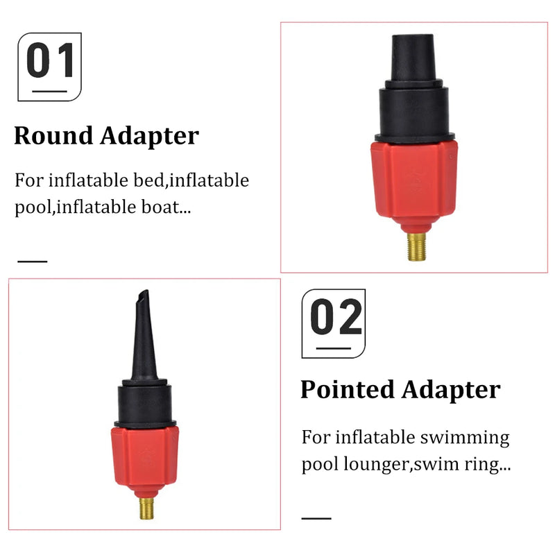 4 IN 1 Car Air Compressor Air Valve Adapter Vehicle Air Pump Valve Adaptor for Inflatable Air Mattress Bed Boat Canoe Kayak SUP