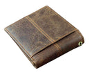 New Vintage Brown Leather Wallet With Chain Mens Bifold /Many Card Holder