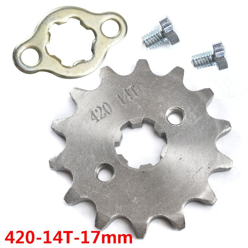 TDPRO 420 Chain 14T/15T/16T/17T 17MM Front Engine Sprocket Cog Fit Motorcycle ATV Gokart 50cc 70cc 90cc 110c 125cc Pit Dirt Bike